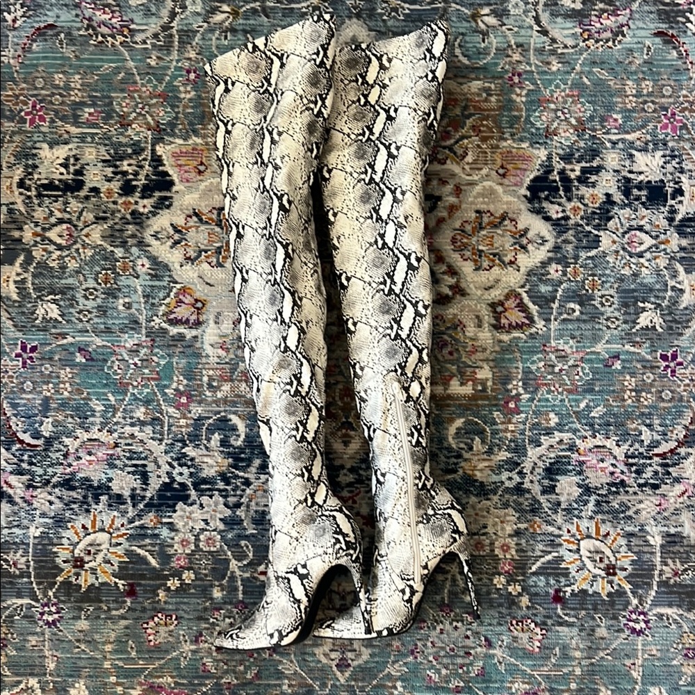 Faux Snakeskin Over-the-Knee Boots - Women’s size 7m
